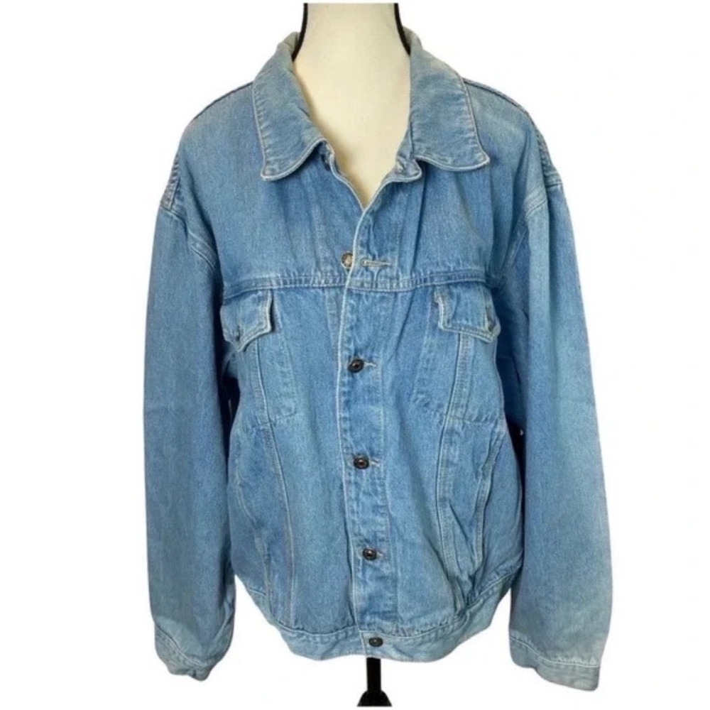 Vintage Today's News Denim Trucker Jacket‎ Mens XL Light Blue Wash 90s 80s Retro